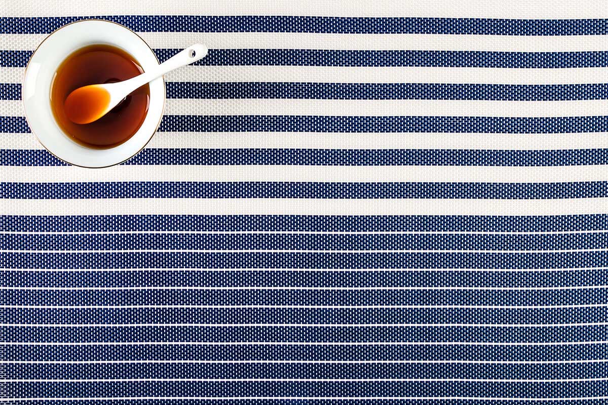 Strip plastic woven table runner