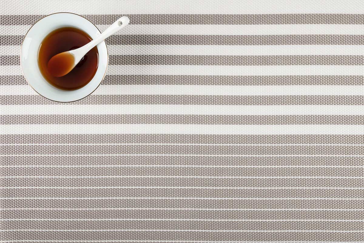 Strip plastic woven table runner